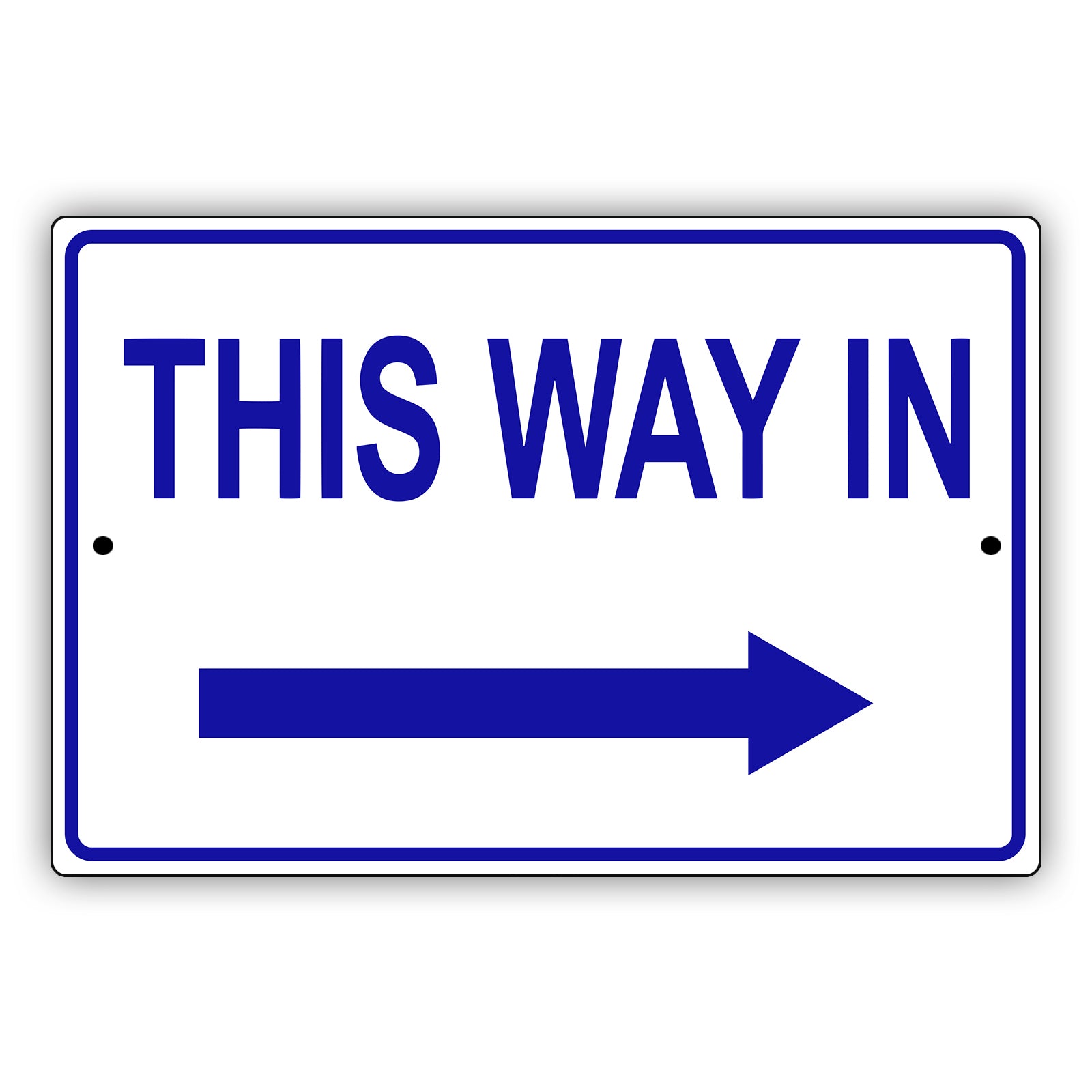 This way in right arrow aluminum metal sign
