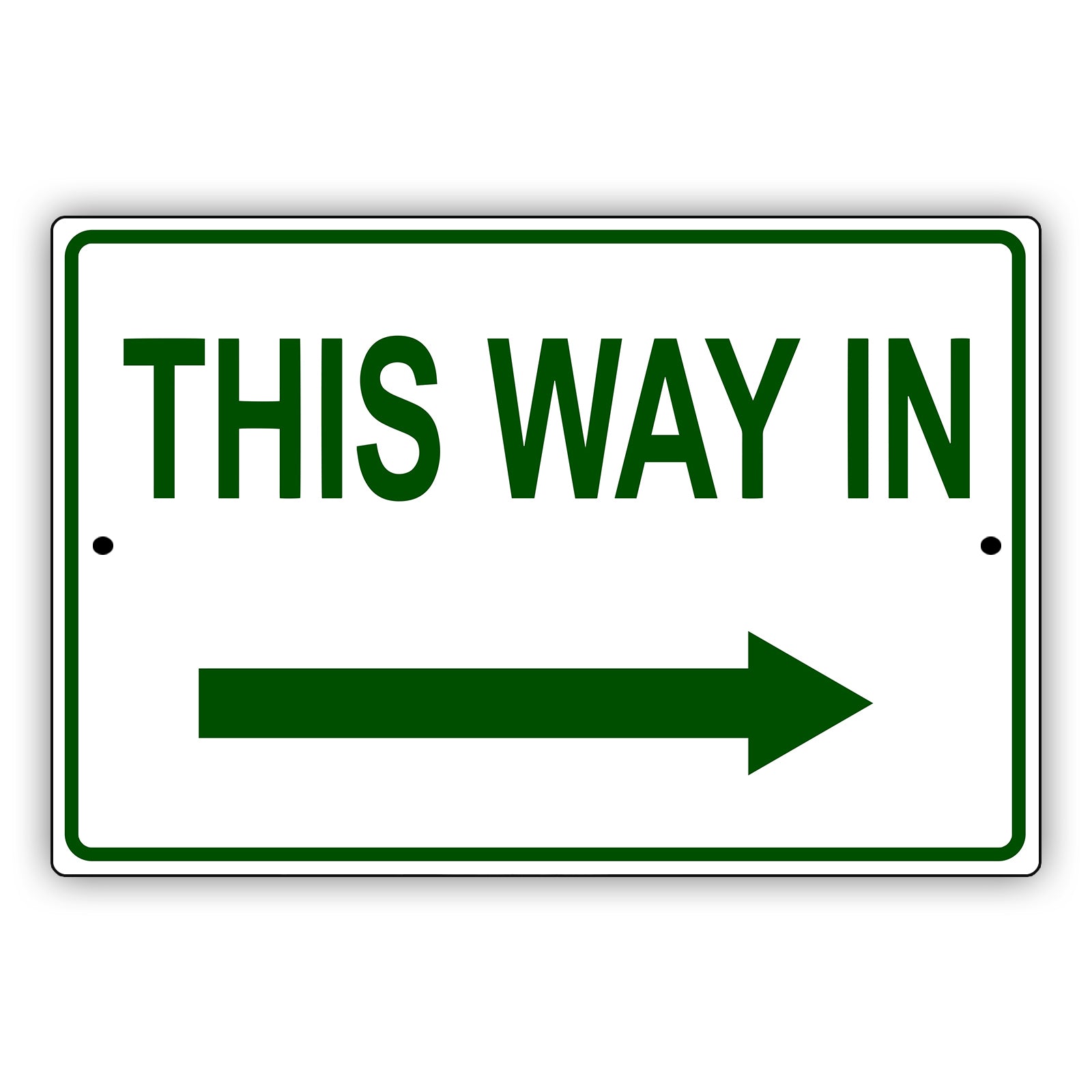 This way in right arrow aluminum metal sign