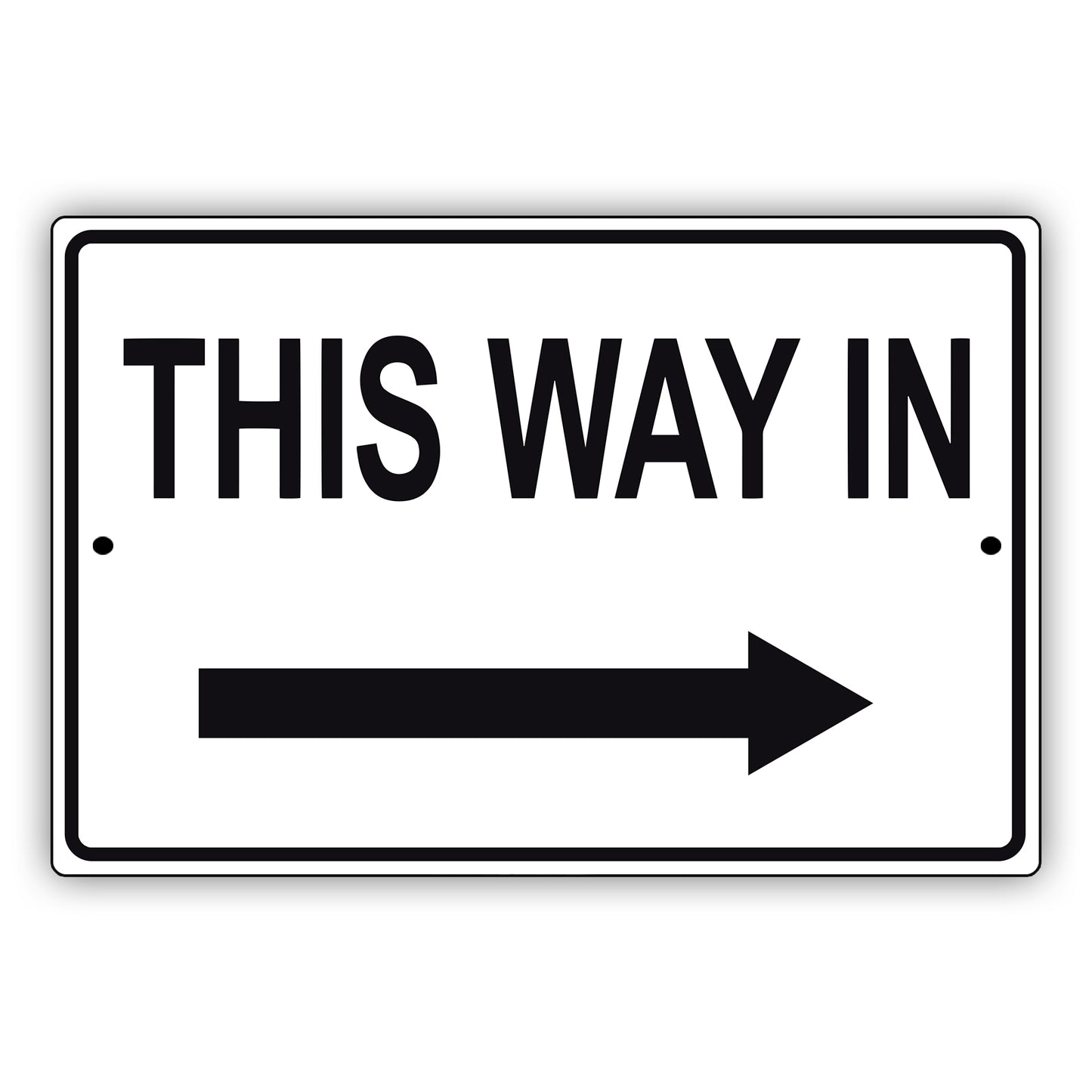 This way in right arrow aluminum metal sign