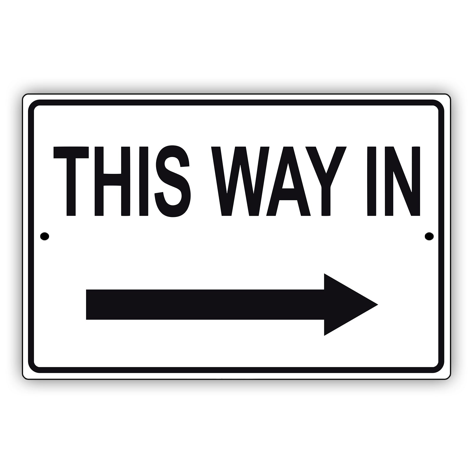 This way in right arrow aluminum metal sign