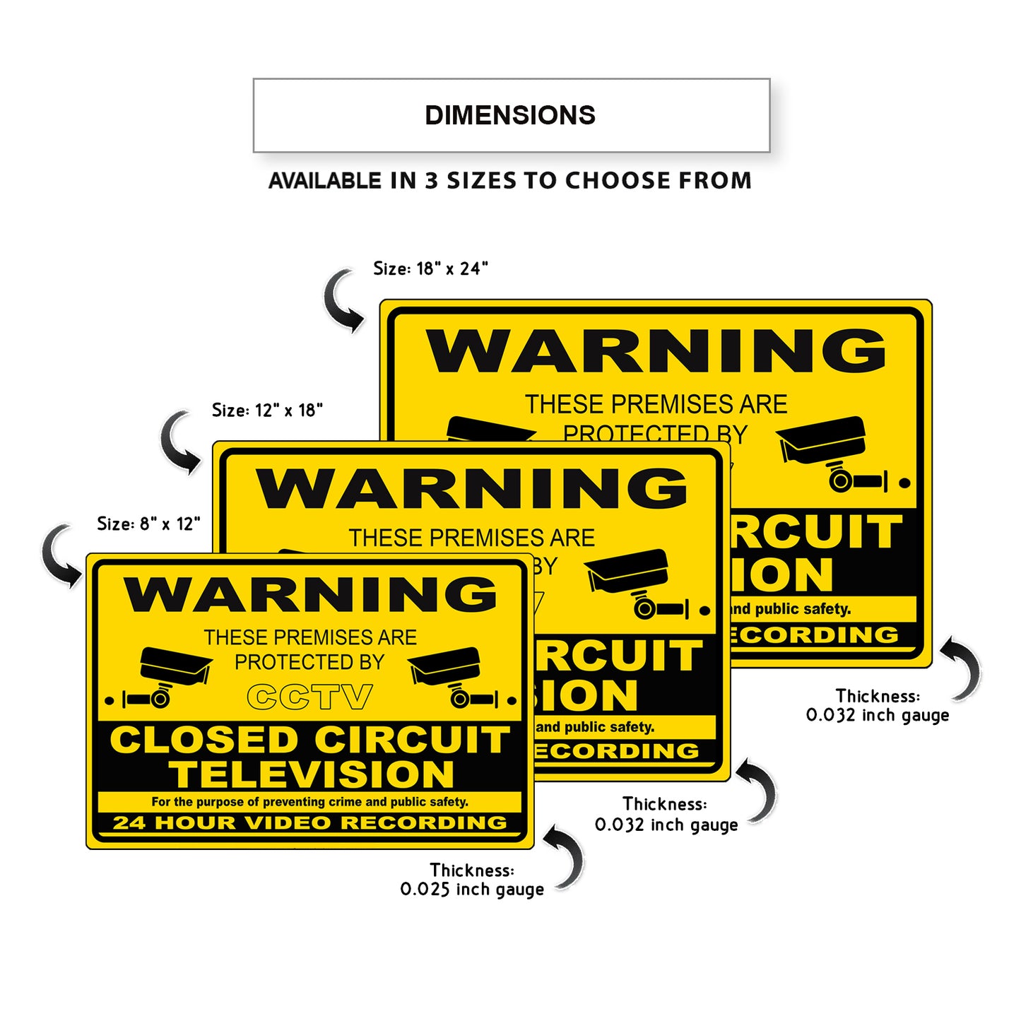Warning these premises are protected by cctv aluminum metal sign