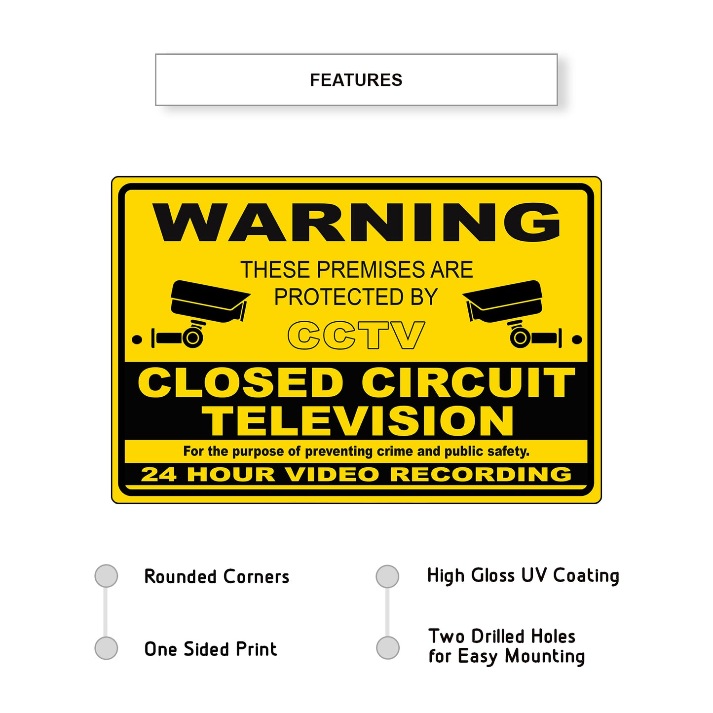 Warning these premises are protected by cctv aluminum metal sign