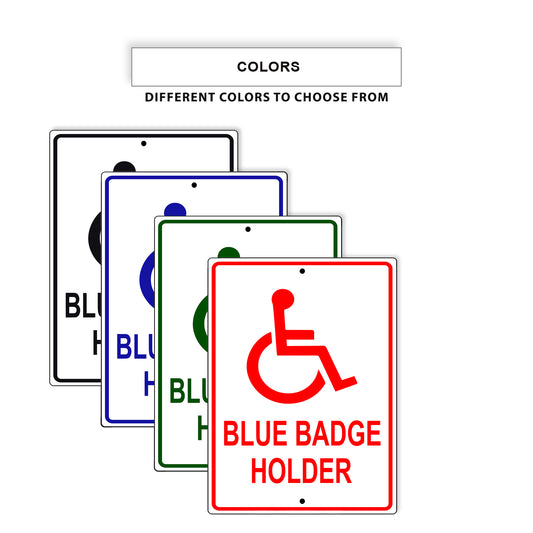 Blue badge holder aluminum metal sign