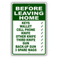 Before leaving home house rules aluminum metal sign green