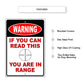 Warning if you can read this you are in range aluminum metal sign