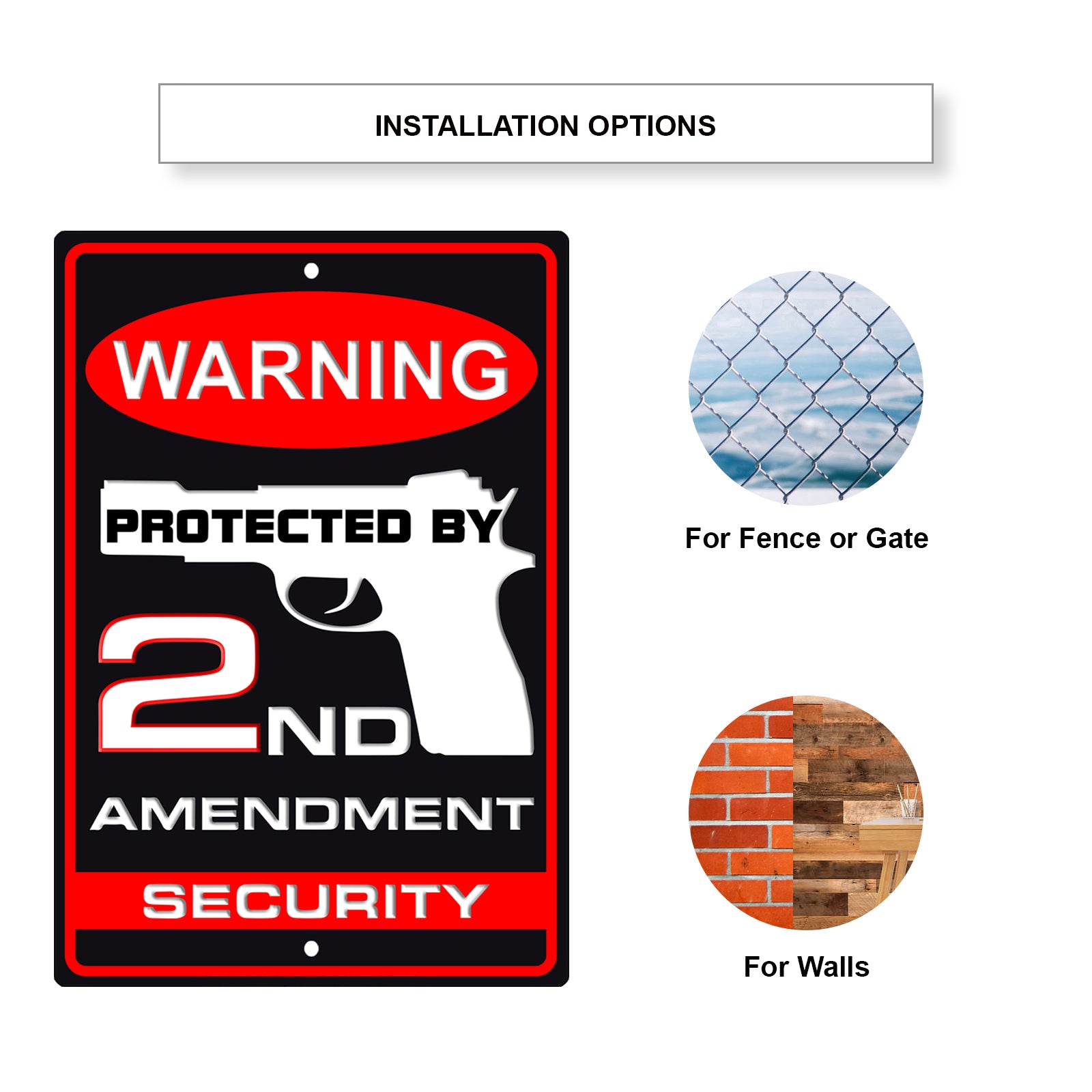Warning protected by 2nd amendment security aluminum metal sign