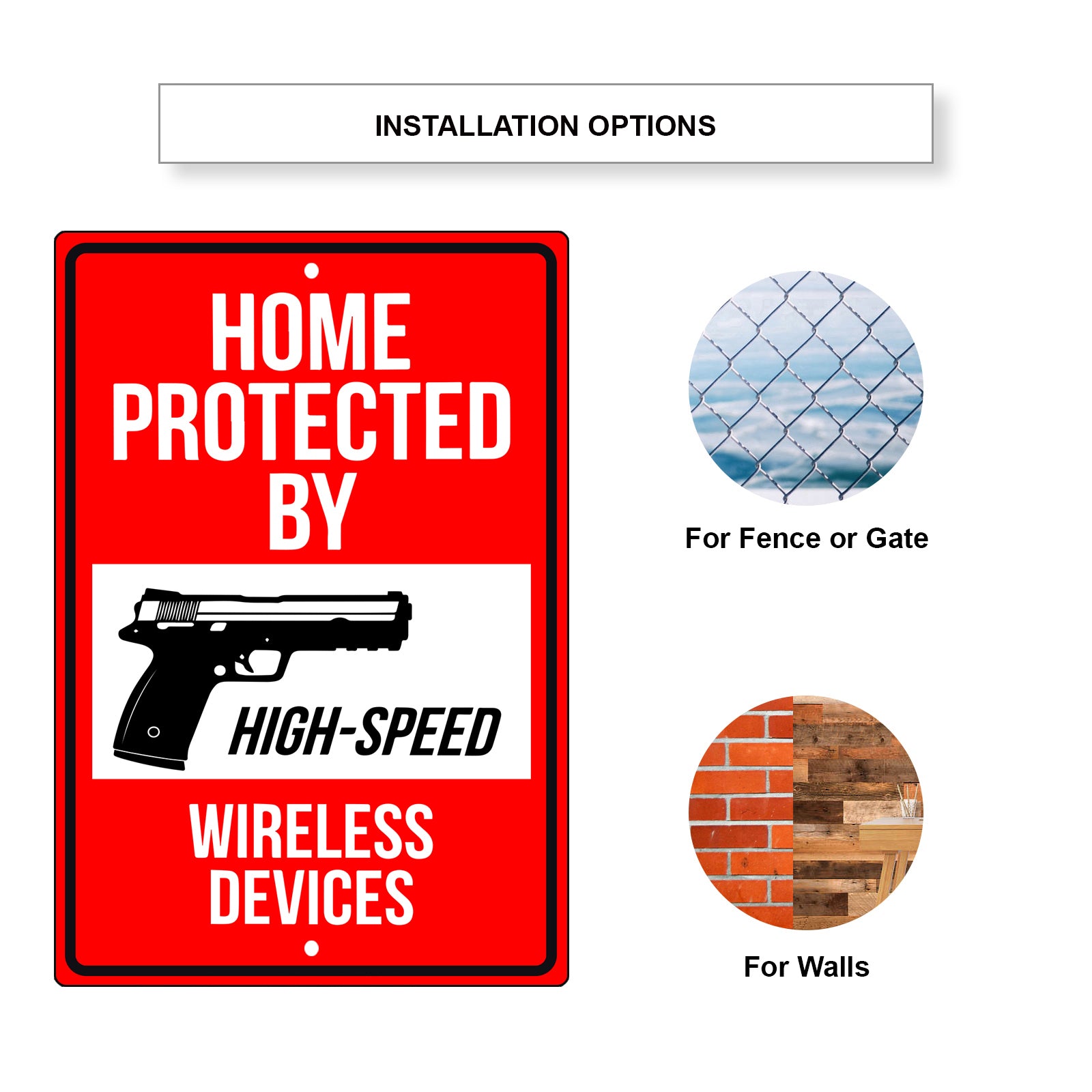 Home protected by high speed wireless devices security aluminum metal sign