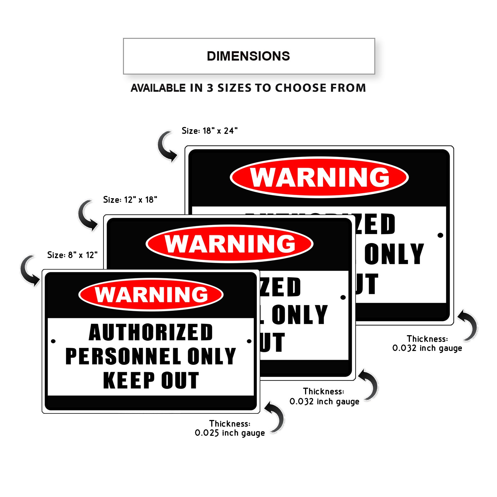 Warning authorized personnel only keep out aluminum metal sign