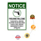 Notice firearms welcome aluminum metal sign