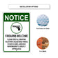 Notice firearms welcome aluminum metal sign