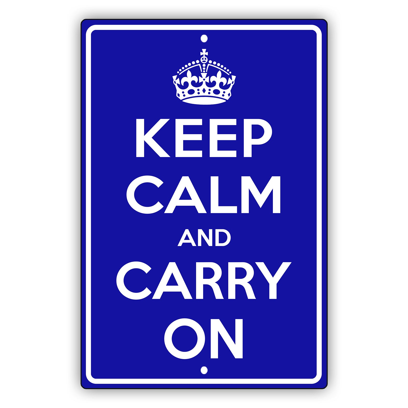 Keep calm and carry on aluminum metal sign blue