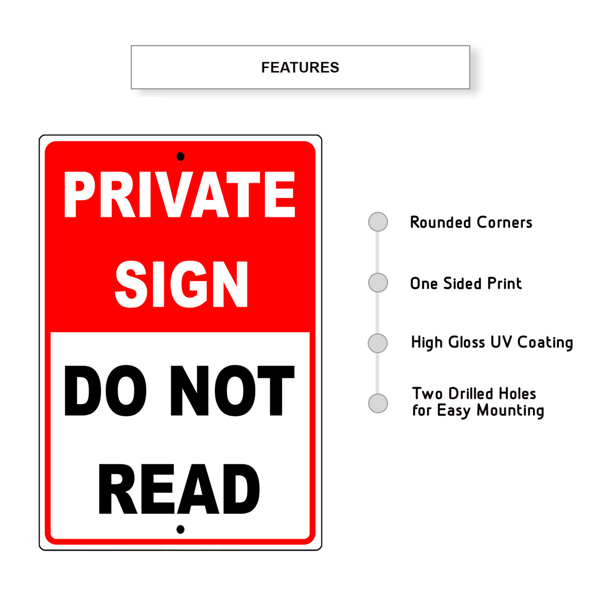 Private Sign Do Not Read Funny Aluminum Metal Sign – Sign Fever