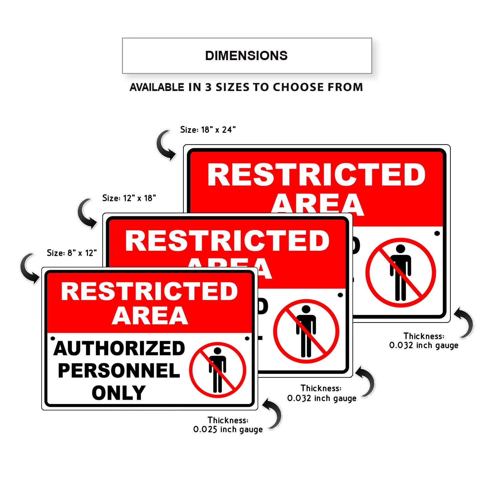 Restricted area authorized personnel only aluminum metal sign
