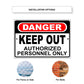Danger keep out authorized personnel only aluminum metal sign