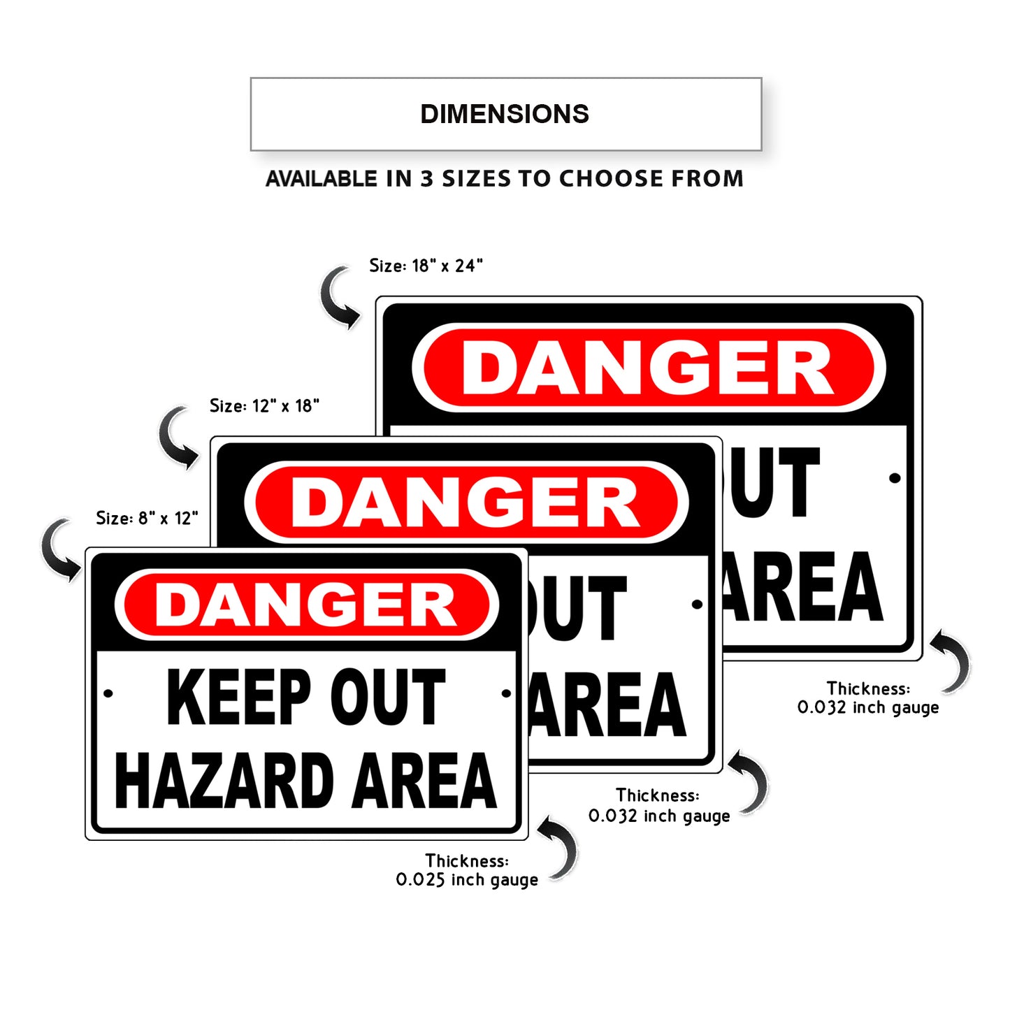 Danger keep out hazard area aluminum metal sign