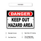 Danger keep out hazard area aluminum metal sign