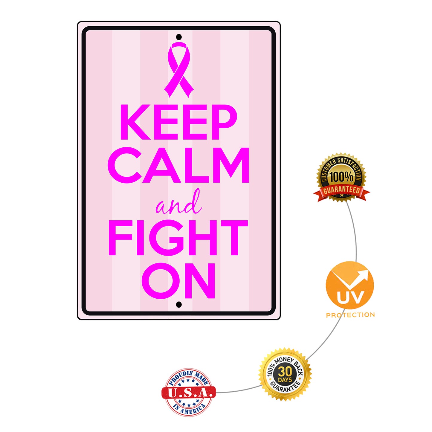Keep calm and fight on aluminum metal sign