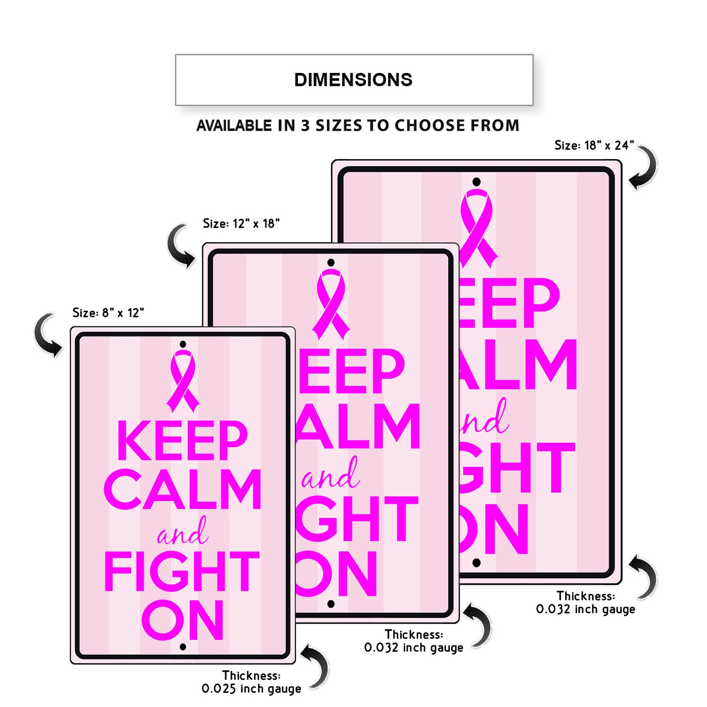 Keep calm and fight on aluminum metal sign