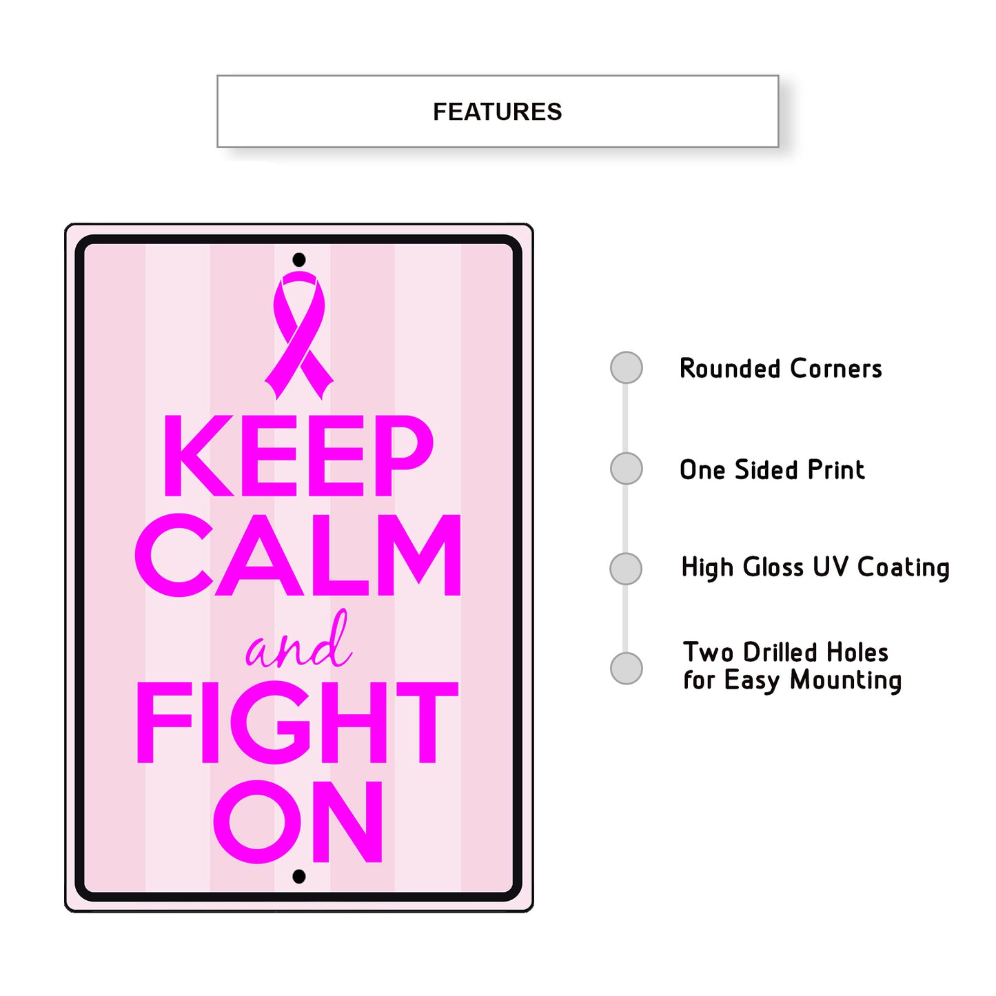 Keep calm and fight on aluminum metal sign