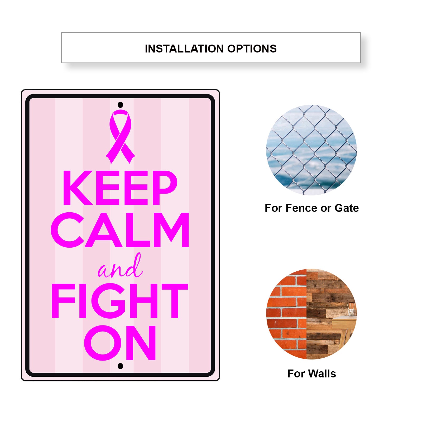 Keep calm and fight on aluminum metal sign