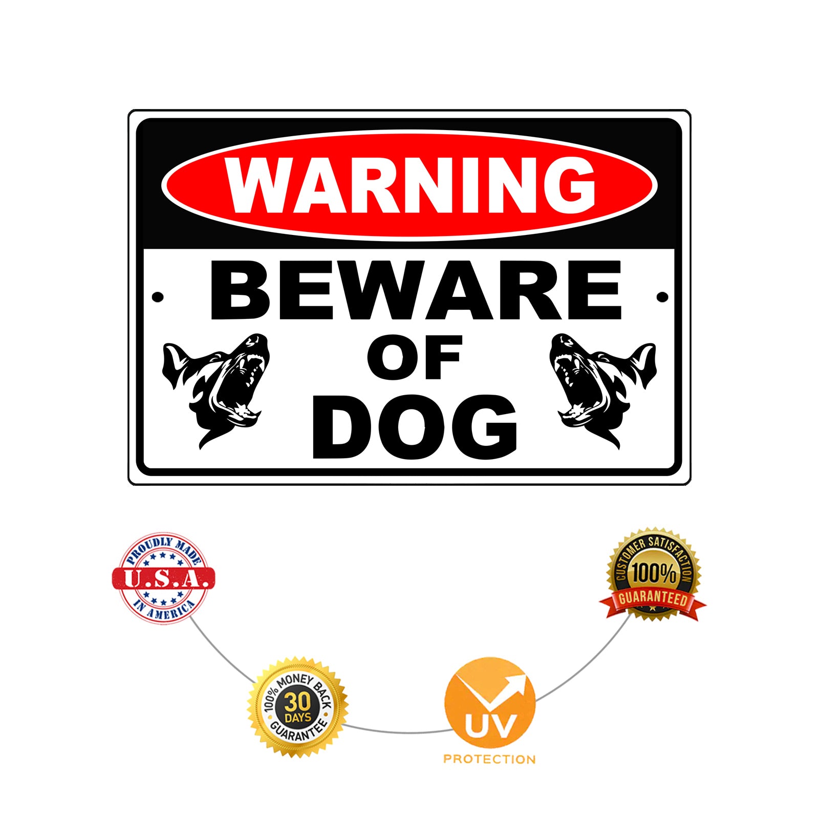 Warning beware of dog aluminum metal sign