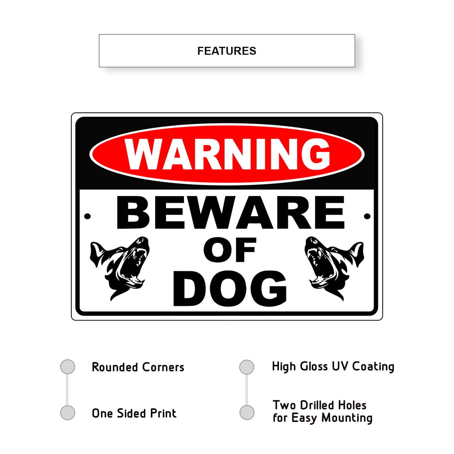 Warning beware of dog aluminum metal sign