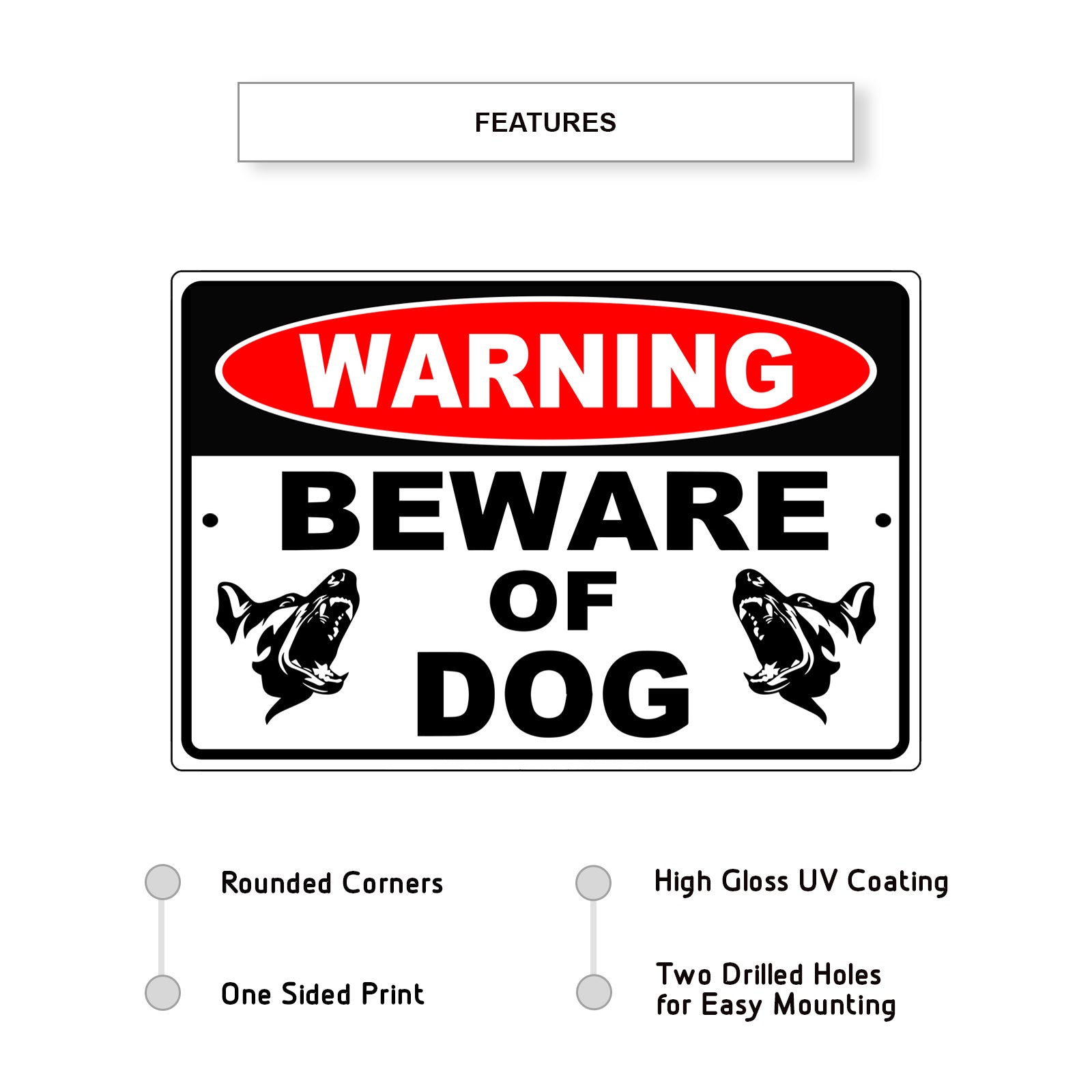 Warning beware of dog aluminum metal sign