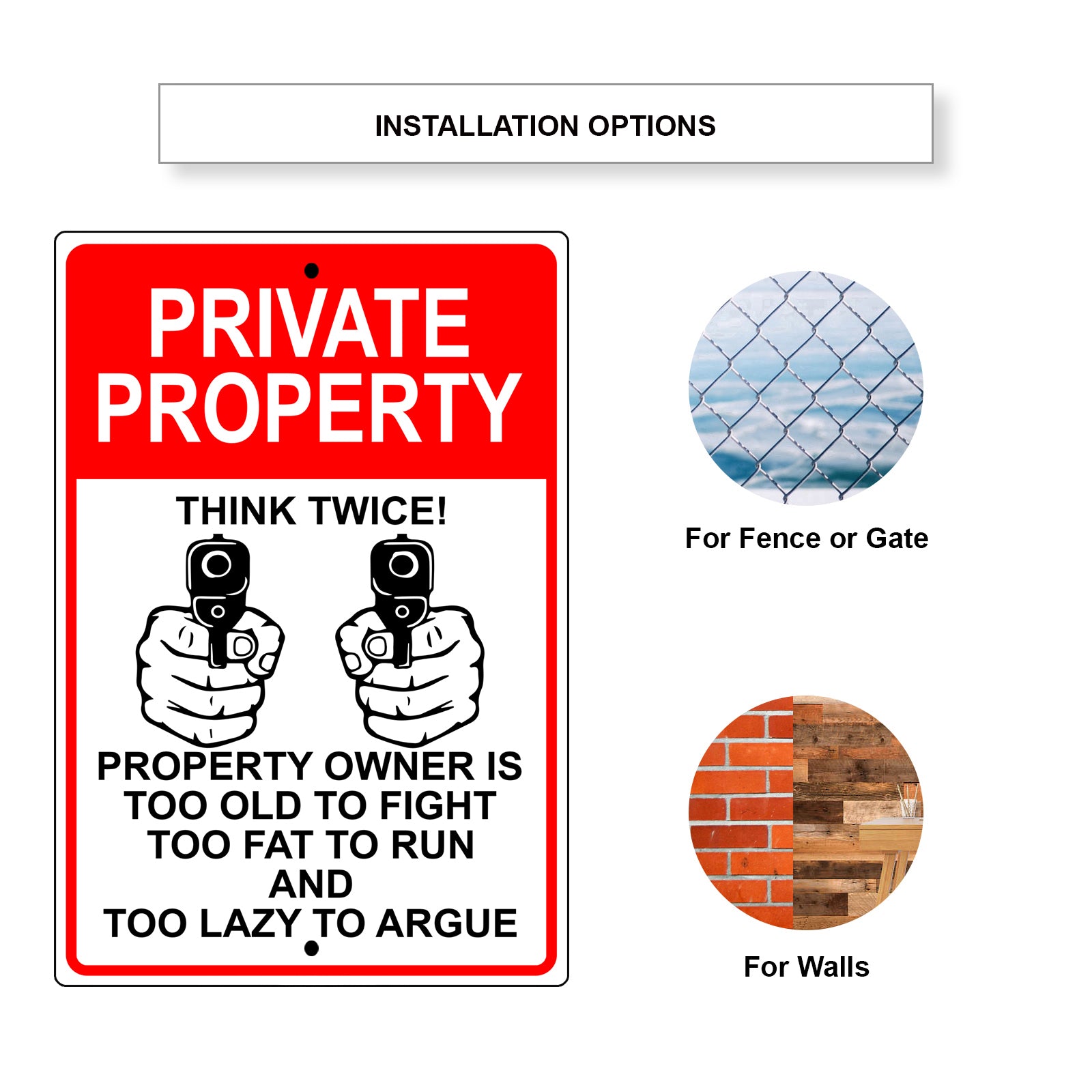 Private Property Think Twice Aluminum Metal Sign