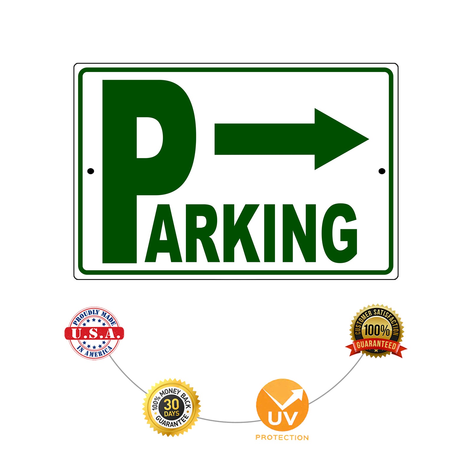Right arrow parking aluminum metal sign