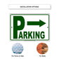 Right arrow parking aluminum metal sign