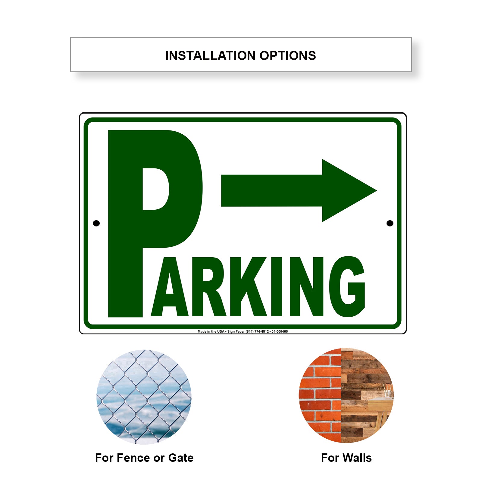 Right arrow parking aluminum metal sign