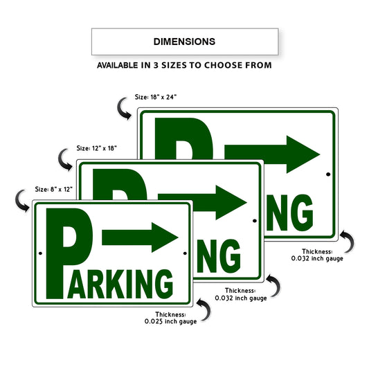Right arrow parking aluminum metal sign
