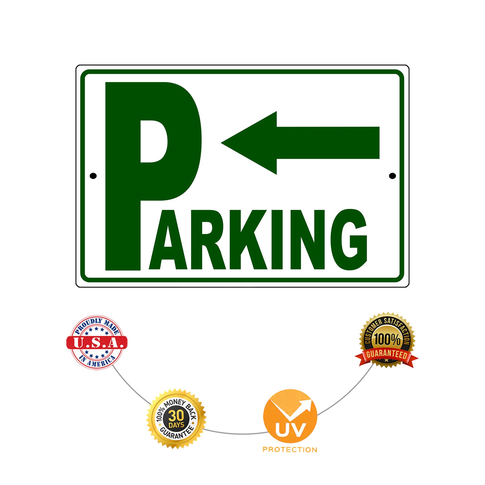 Left arrow parking aluminum metal sign