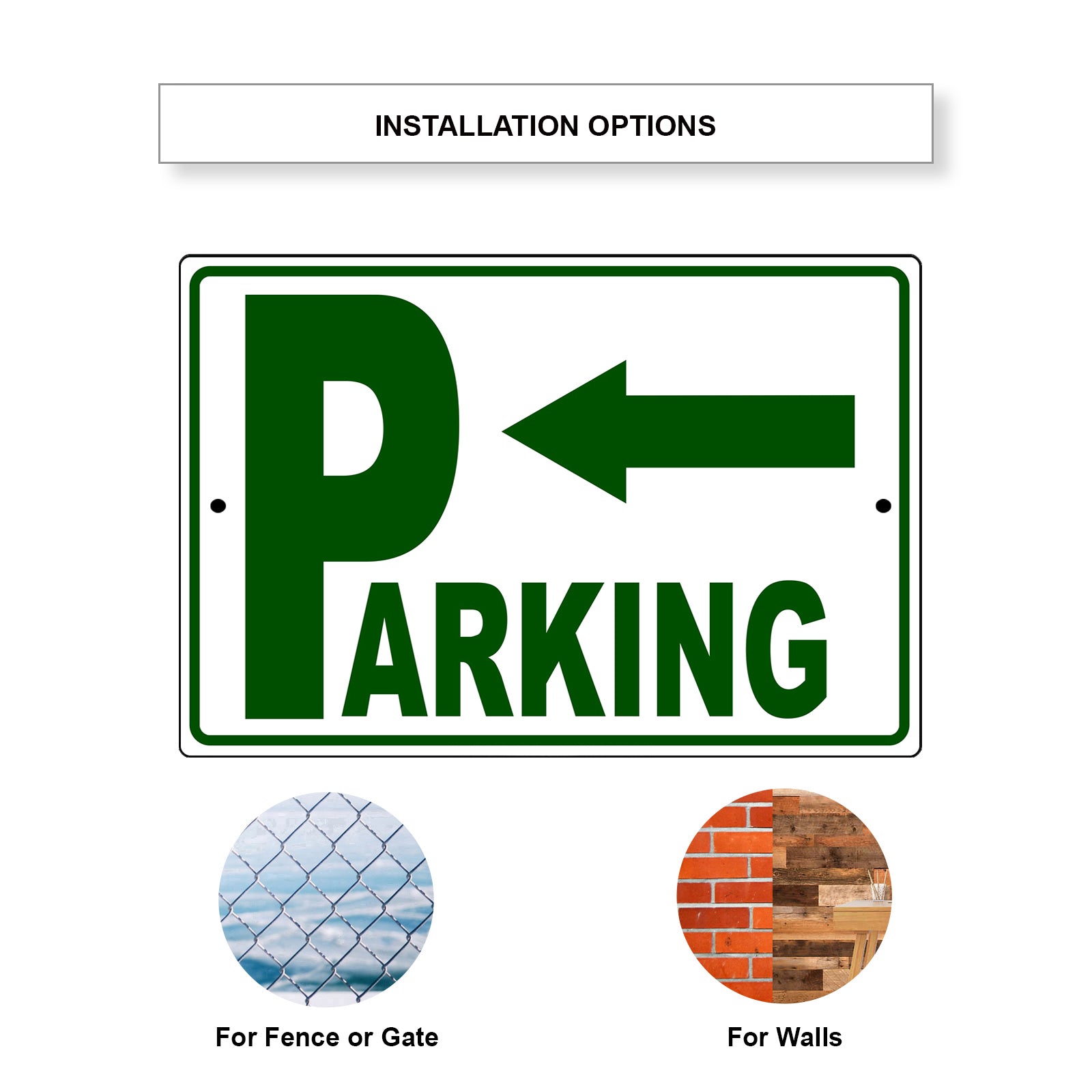 Left arrow parking aluminum metal sign