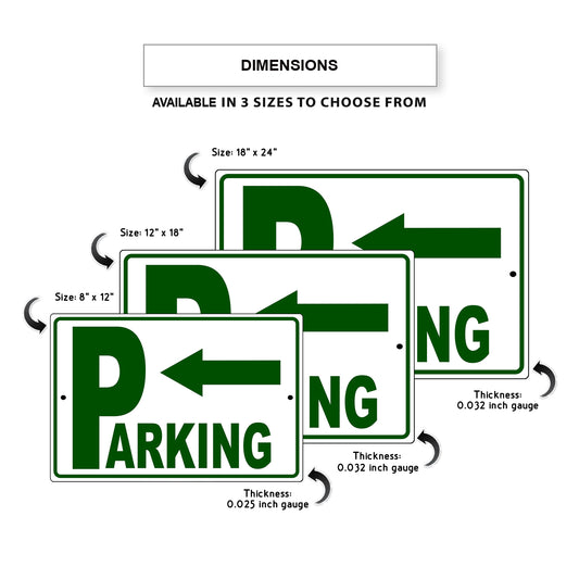 Left arrow parking aluminum metal sign