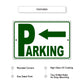 Left arrow parking aluminum metal sign