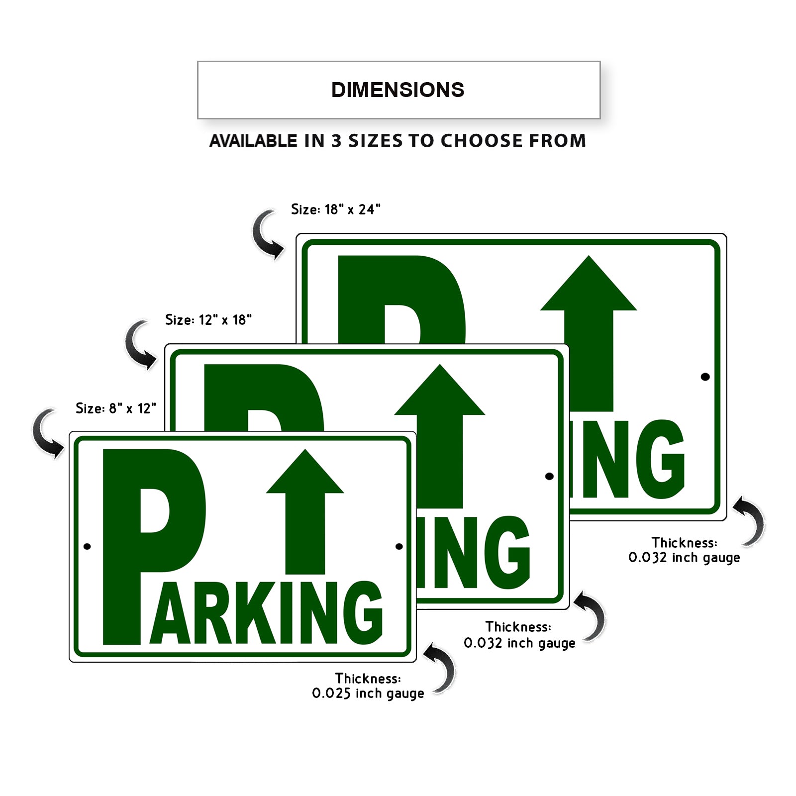 Up arrow parking aluminum metal sign