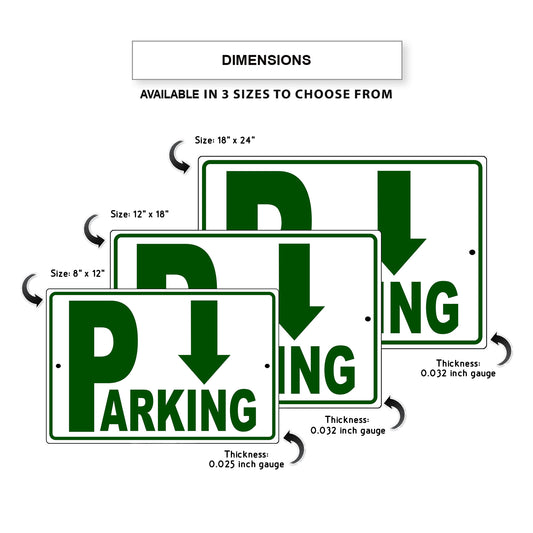 Down arrow parking aluminum metal sign