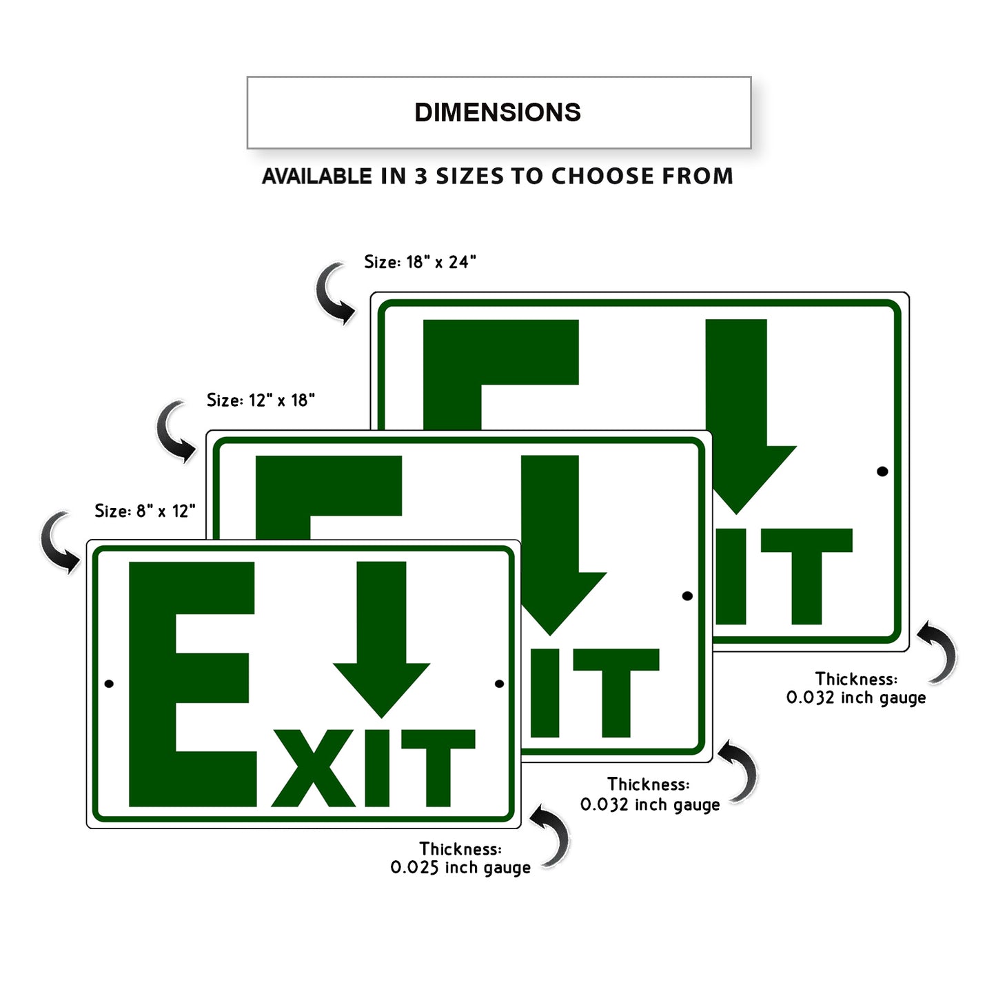 Down arrow exit aluminum metal sign