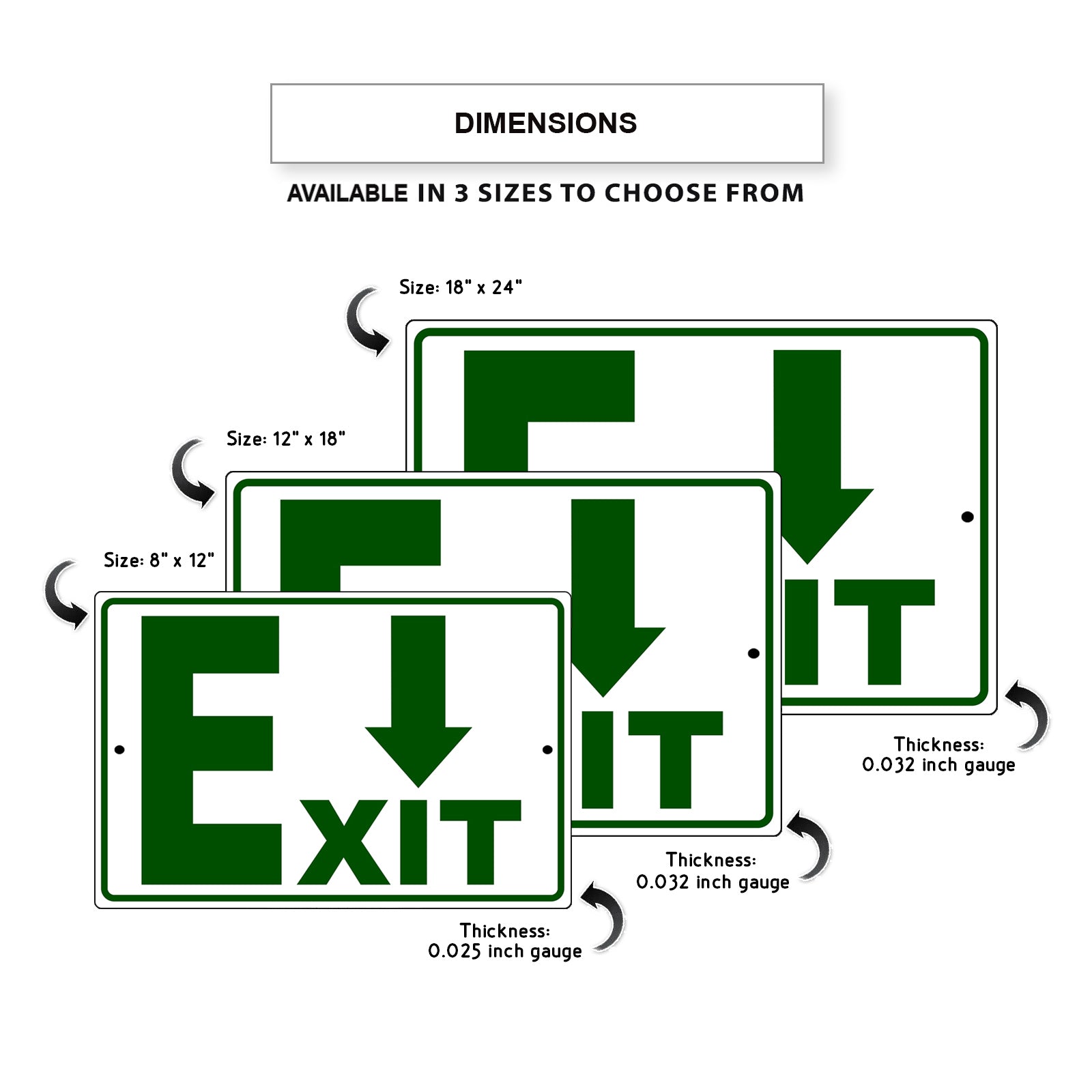 Down arrow exit aluminum metal sign