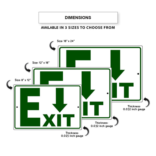 Down arrow exit aluminum metal sign