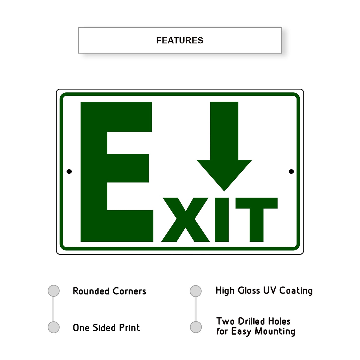 Down arrow exit aluminum metal sign