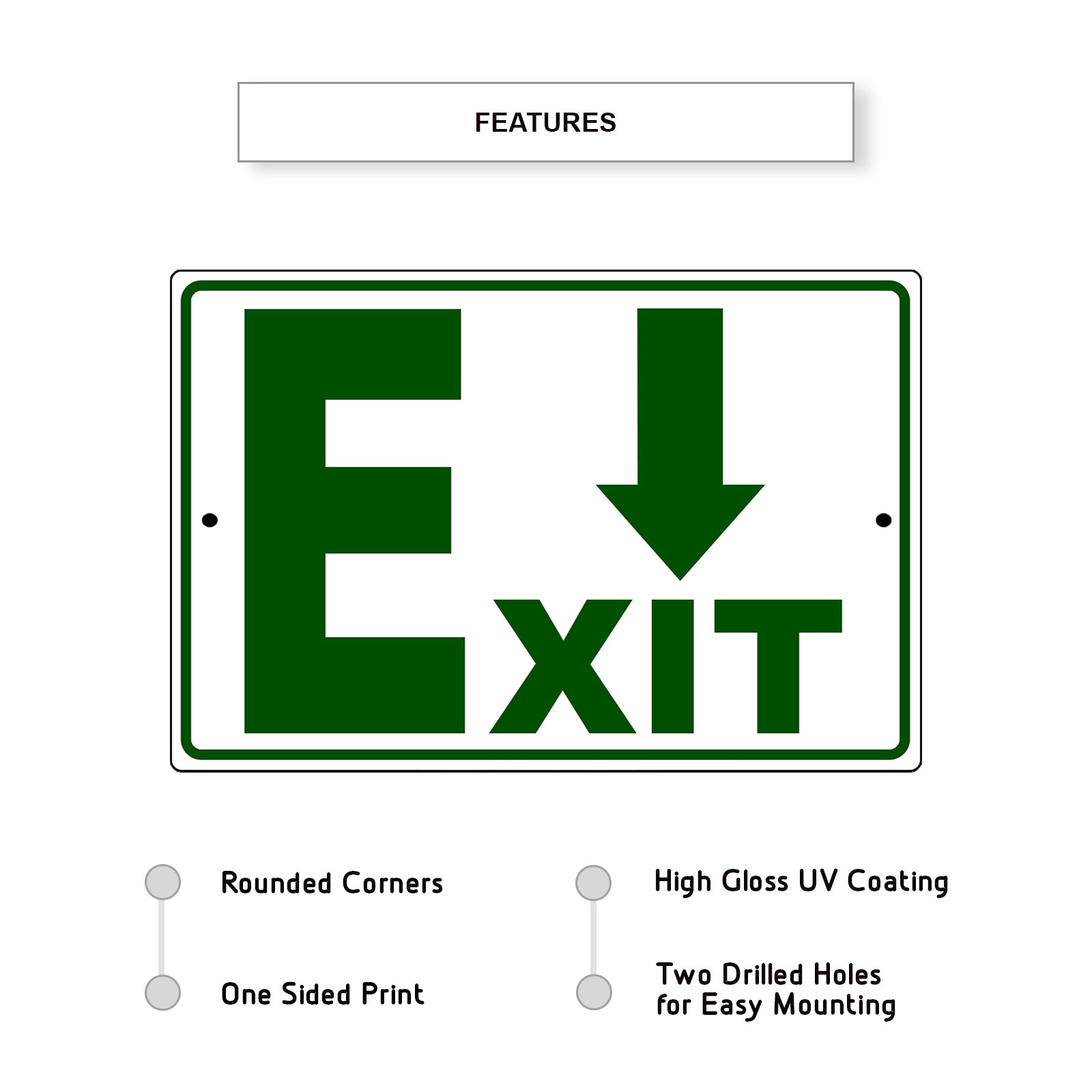 Down arrow exit aluminum metal sign