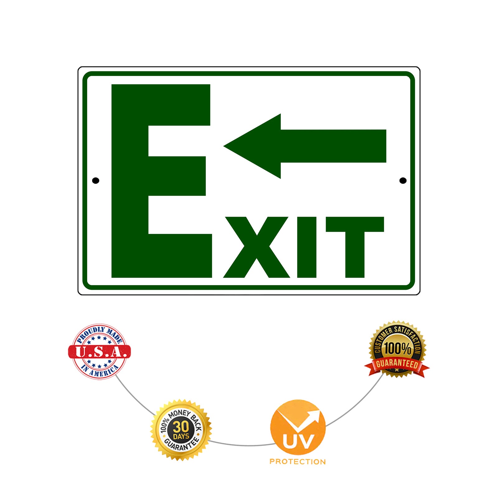 Left arrow exit aluminum metal sign