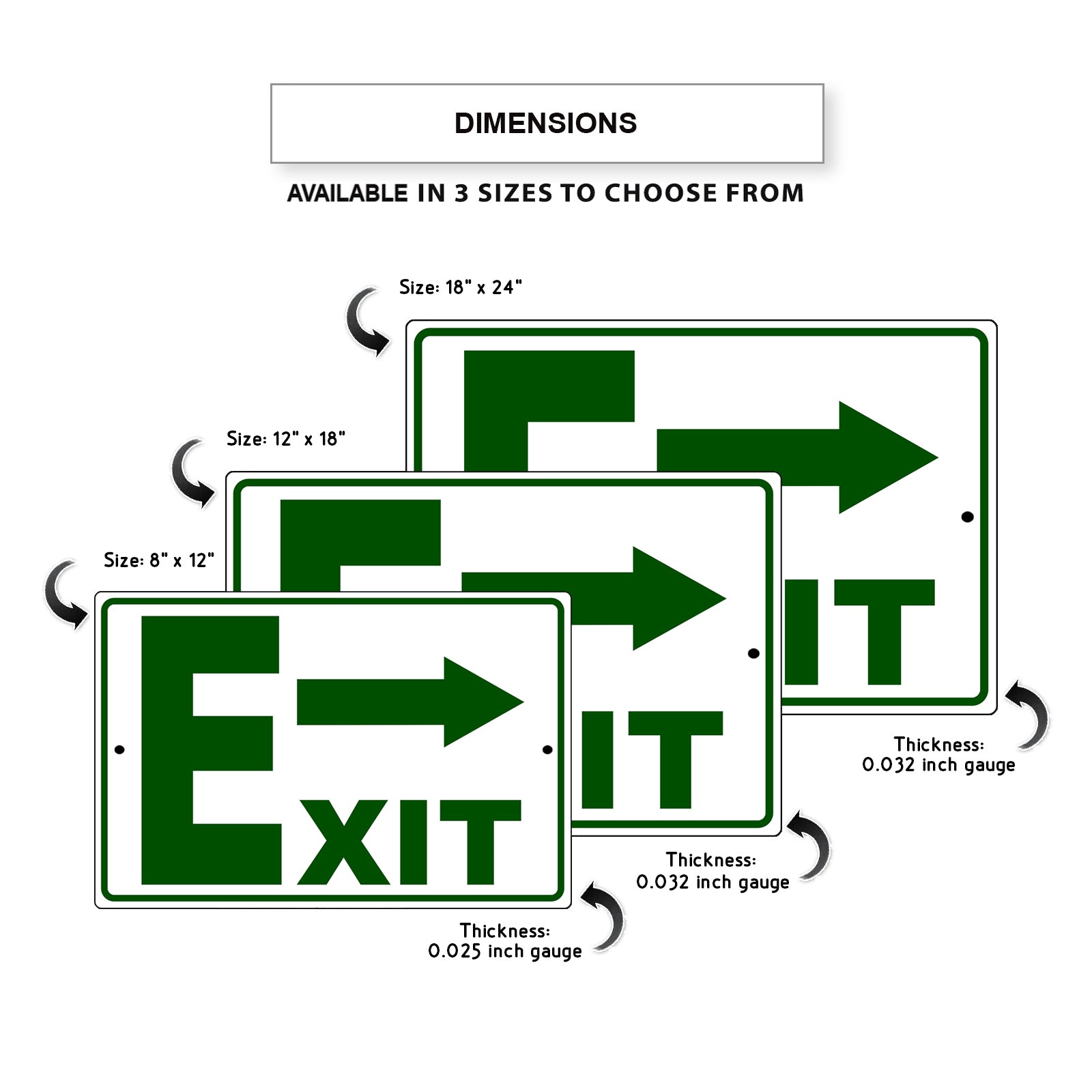 Right arrow exit aluminum metal sign