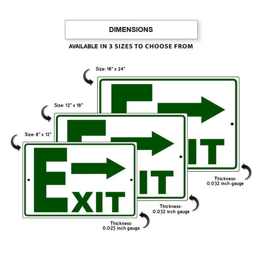 Right arrow exit aluminum metal sign