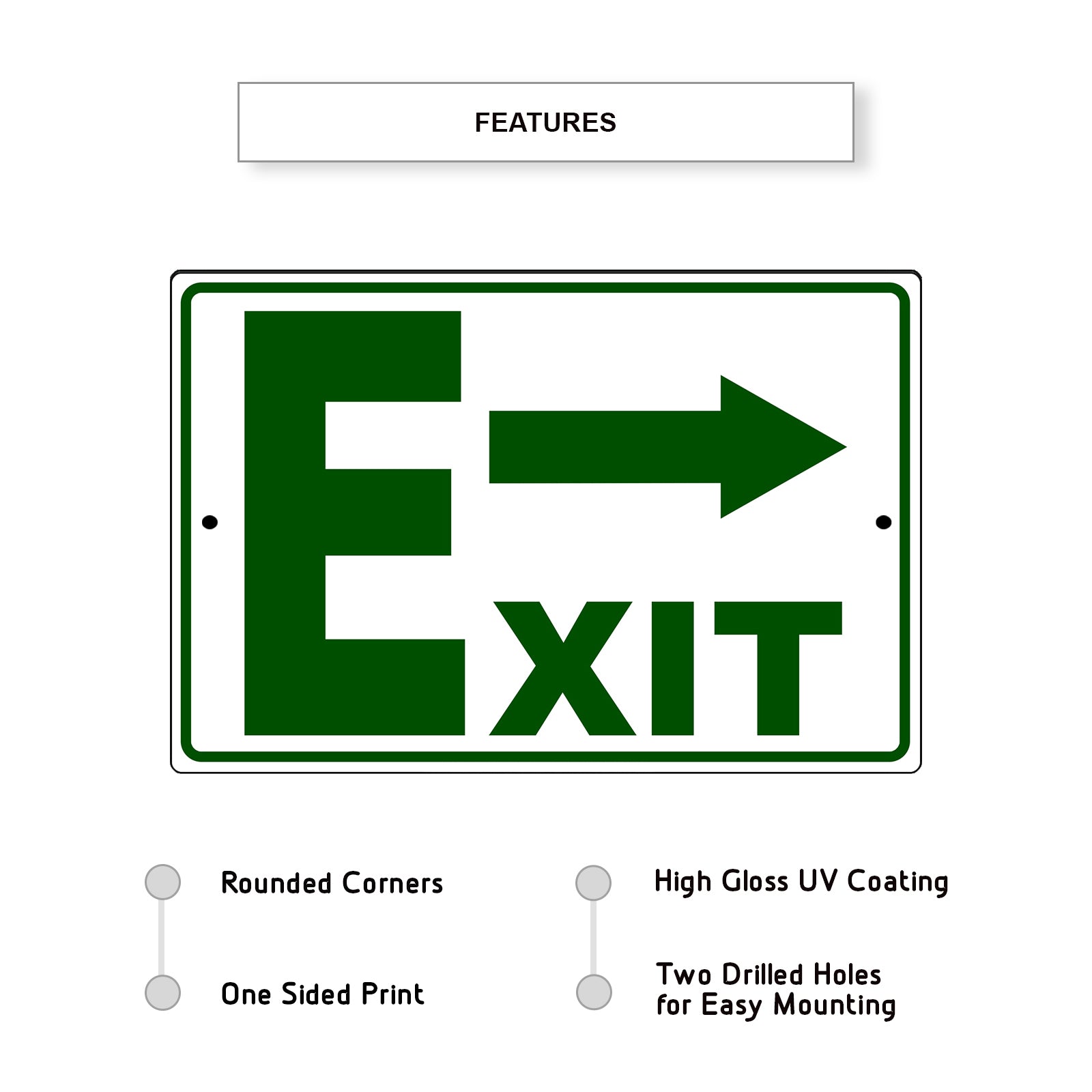 Right arrow exit aluminum metal sign