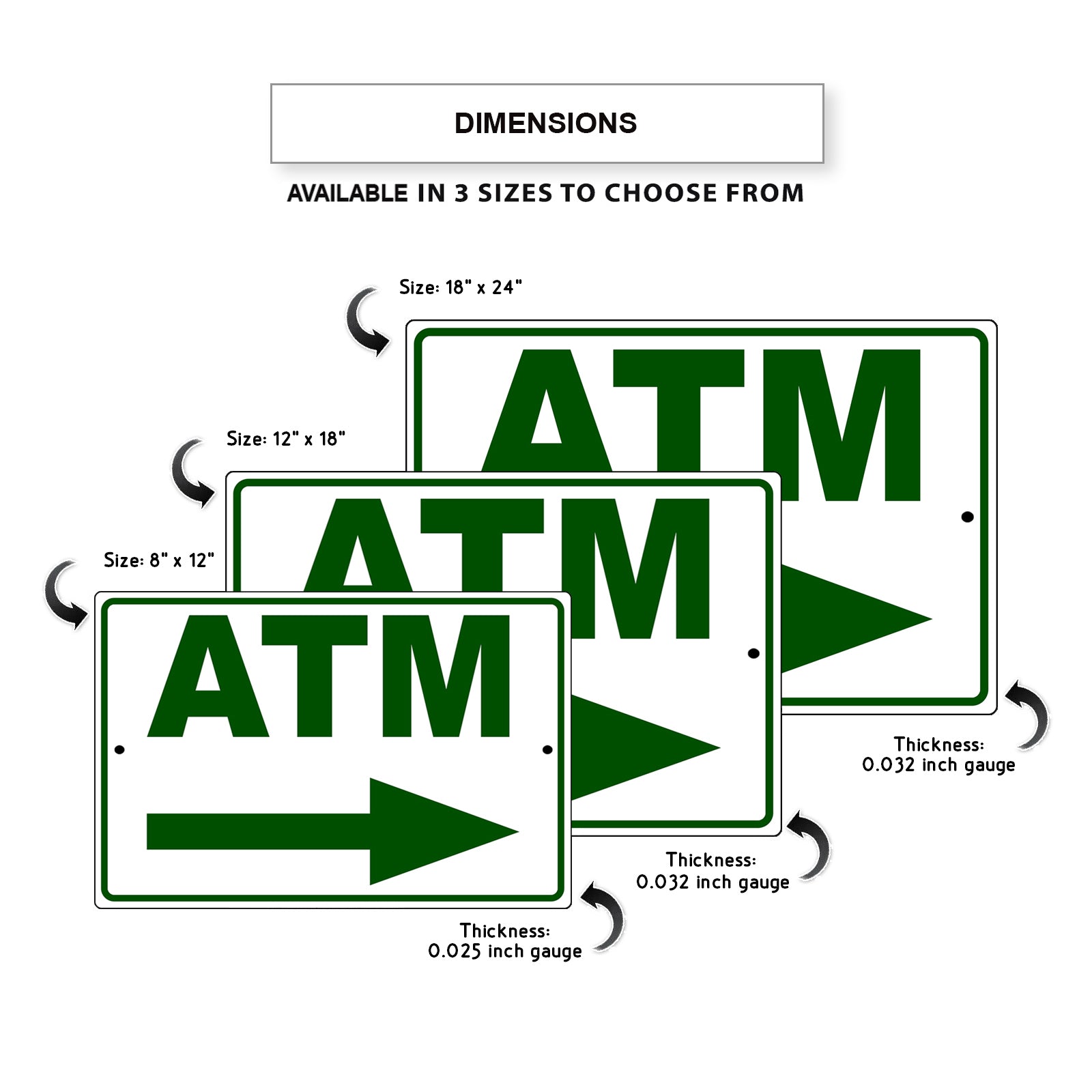 ATM right side aluminum metal sign