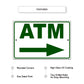 ATM right side aluminum metal sign