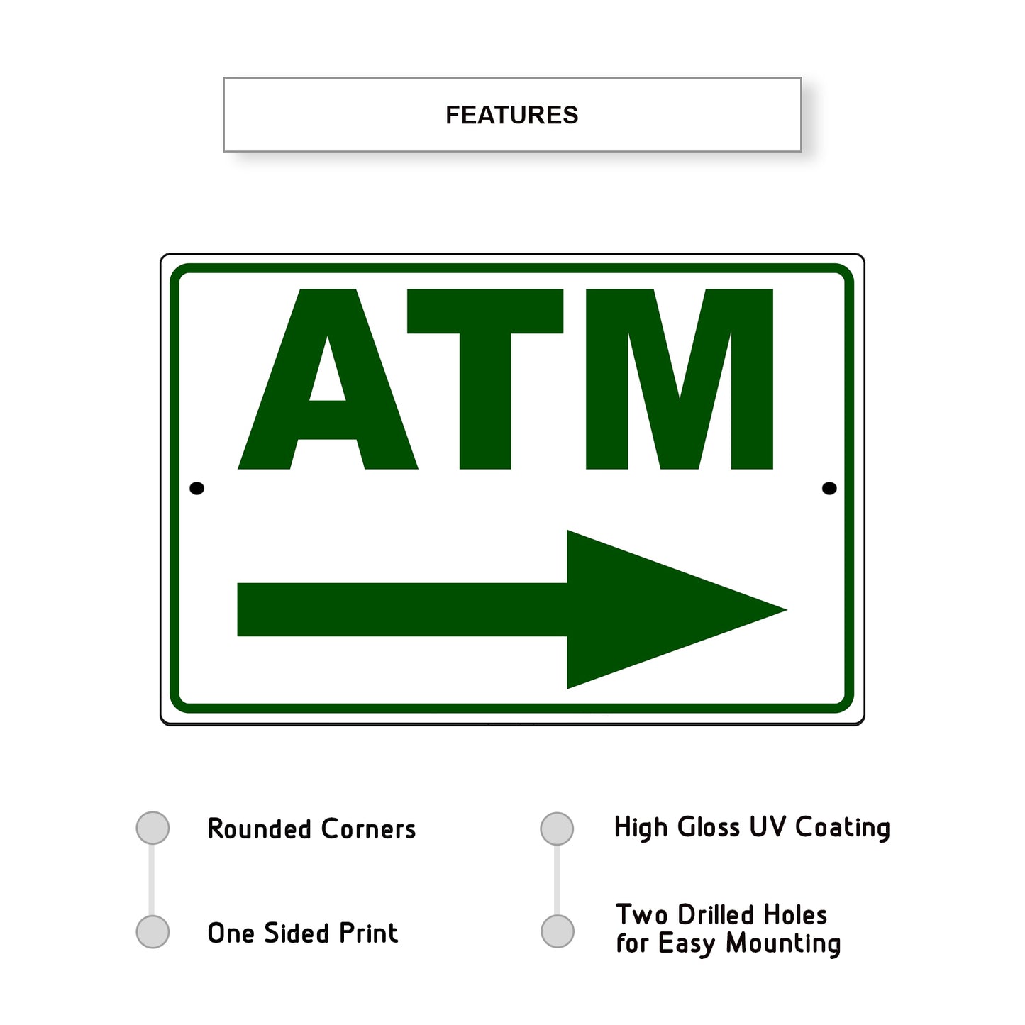 ATM right side aluminum metal sign